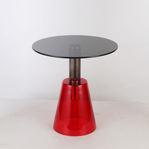 Net red INS coffee table round glass tea table Nordic minimalist transparent living room small table small family type tea table edge a few