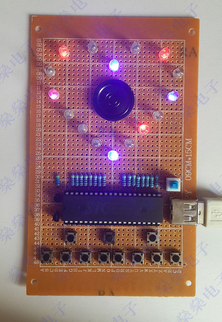 基于51单片机声光 电子琴 音乐心形流水灯diy成品