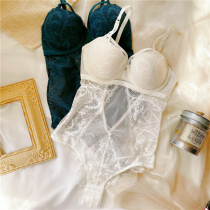 European and American ladies bra seduction one-piece clothes harness thickened cups to gather sexy lace hollowed-out eroy lingerie women