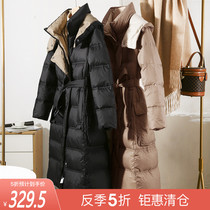 2021 new anti-season Sofisel down jacket womens medium-long thickened warm jacket loose hooded top