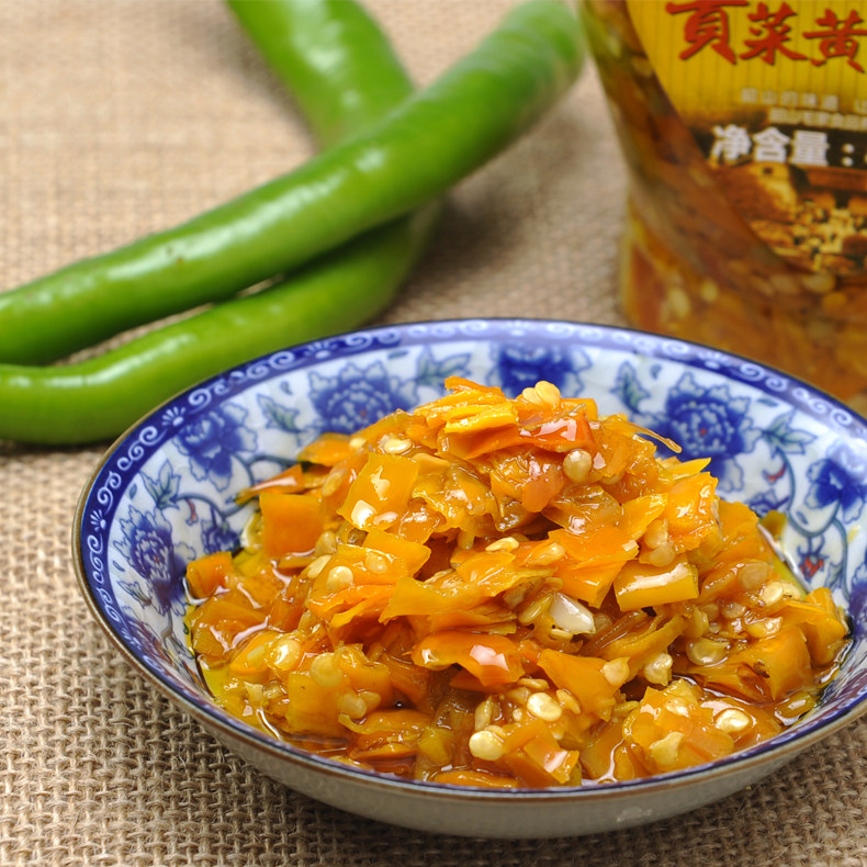 韶山特产 汤妈妈 毛家饭店 贡菜黄椒 450克 黄剁椒 满2瓶包邮限区