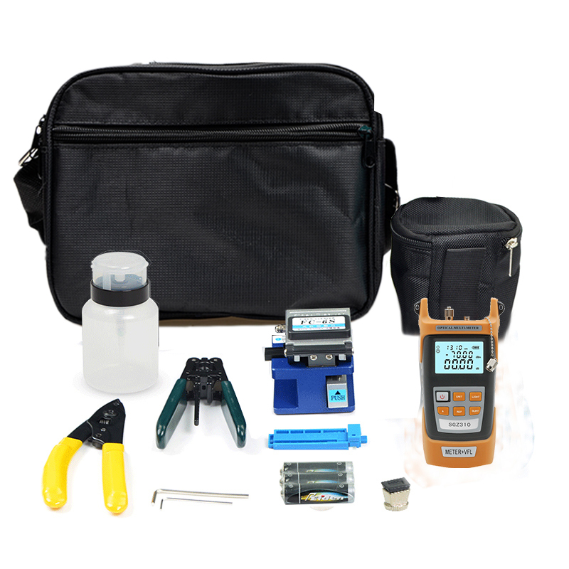optical fiber cold joint toolkit fusion machine covered with leather cable toolbox optical power meter red light pen cutter