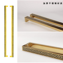 Stainless steel glass door square tube handle Black large handle wooden door handle ground Spring door square tube titanium big handle