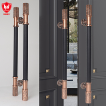 Antique Chinese big handle hotel glass door handle black stainless steel handle European copper door handle armrest