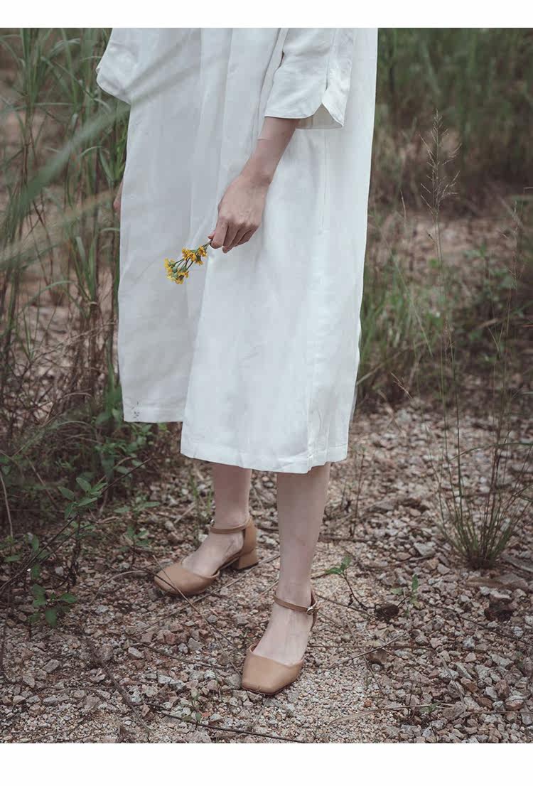 原创设计棉麻连衣裙白色长裙仙女裙