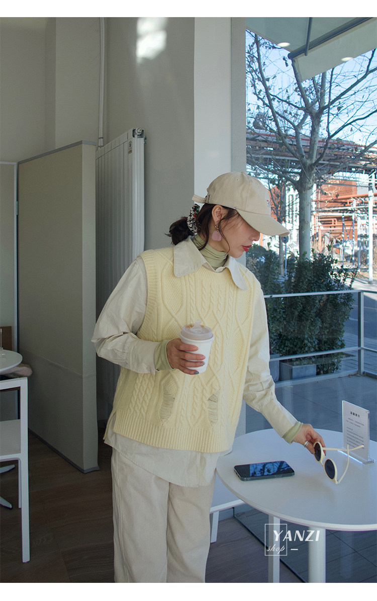 穿搭cp!晏紫独立设计师款棉衬衣 马甲宽松叠穿两件套显瘦舒适