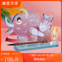 Baby full moon 100 days newborn hand and foot print mud souvenir gift baby hand and foot print tire brush diy homemade