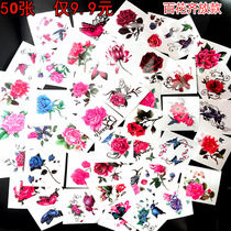 (50 sets) tattoo stickers waterproof female durable hipster sexy rose flower butterfly ankle color