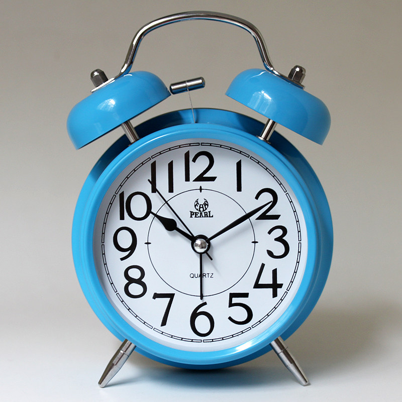 明珠星闹钟静音扫描时尚创意简约打铃钟大铃声音闹表夜灯包邮_7折现价