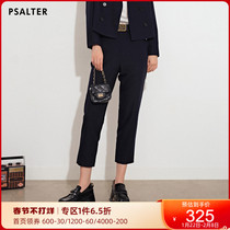 Shadow poem women's 2021 autumn new navy blue straight tube high slim nine suit casual pants