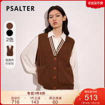 Shadow Psalm Women's 2021 Autumn New Fashion V-Neck Knitted Fake Two-piece Academic Shirt Women