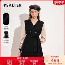 Shadow Psalm Womens 2021 Autumn New Fashion Chiffon Splice V-Collar Bright Silk Woven Coat