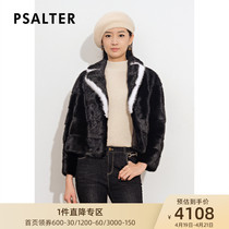 Poetic beauty dress 2021 Winter new Noble Temperament Suit Collar Black Ferret Fur Straw Jacket