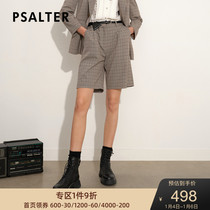 Psalm Women 2021 Autumn New Plaid vintage fashion slim pocket Joker casual shorts