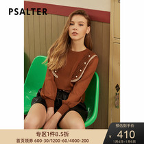 Shadow Psalm Womens 2021 Autumn New Academy Style Contrast Color Side Young Patched Sleeve Knit Women
