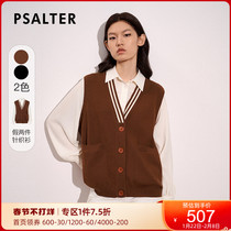 Shadow Psalm Women's 2021 Autumn New Fashion V-Neck Knitted Fake Two-piece Academic Shirt Women