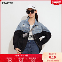 Shadow Psalm Womens 2021 Autumn New Korean Fashion Hole Contrast Splice Denim Coat