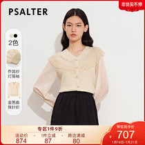 Psalm 2021 Autumn New Temperament Lace Shawl V-Neck Knitted Shirt 6C61306333