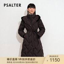 Poetic dress 2021 Winter black mid-length white duck suede wool collar with cap down jacket