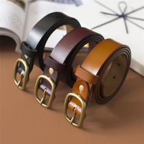 M015 handmade leather copper buckle belt about Joker Korean trend copper buckle bf style fashion casual belt