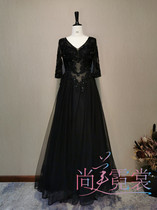 Rent custom ladies black hand-nailed high-end evening dress orchestra conductor dress Beijing physical store