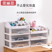 Japanese Alice Desktop Cosmetics Case Three layers of Transparent Drawer Plastic Cabinet Office debris box