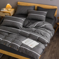Japanese stripe brushed four-piece set Winter 2020 bed sheet duvet cover 4-piece set Student dormitory bedding three-piece set