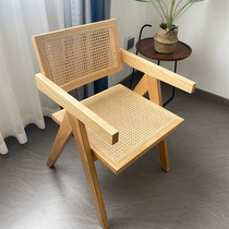 Nordic White Waxy Wood Solid Wood Vine choreography chair Home Balcony Casual Rattan Chair Natural Real Vine Book Chair Follhouse Casual Chair