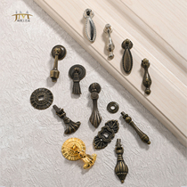 European style pastoral single hole bronze cabinet door wardrobe antique pull hand zinc alloy European handle door handle