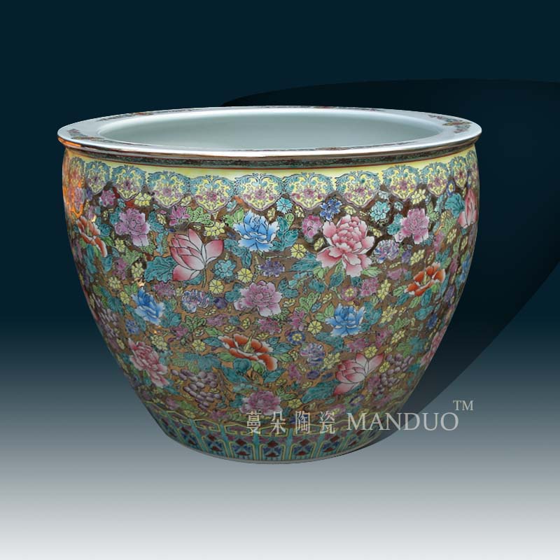 Jingdezhen manual pastel painting peony vats over porcelain art display VAT wealth and key-2 luxury