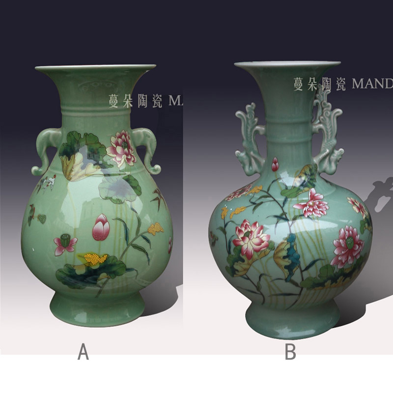 Jingdezhen ceramic vase flowers vase elegant decoration mesa ears fashion beautiful porcelain vase