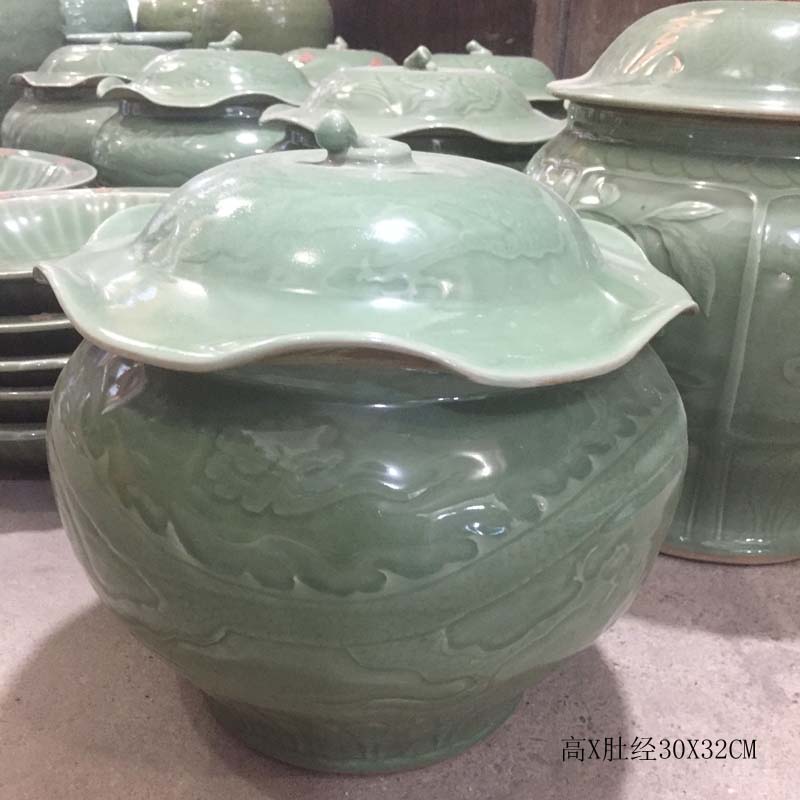 Jingdezhen pot archaize longquan porcelain lotus leaf pea green porcelain lotus leaf archaize the up chinaware lotus as cans