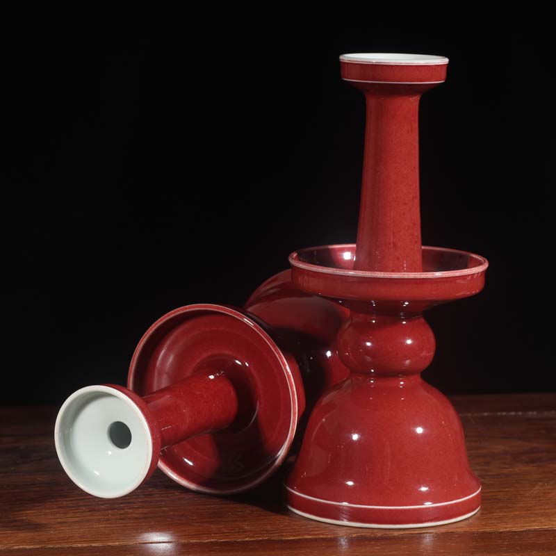 Home decoration jingdezhen ji red based snowflake point offering high - grade red ruby red porcelain based holder