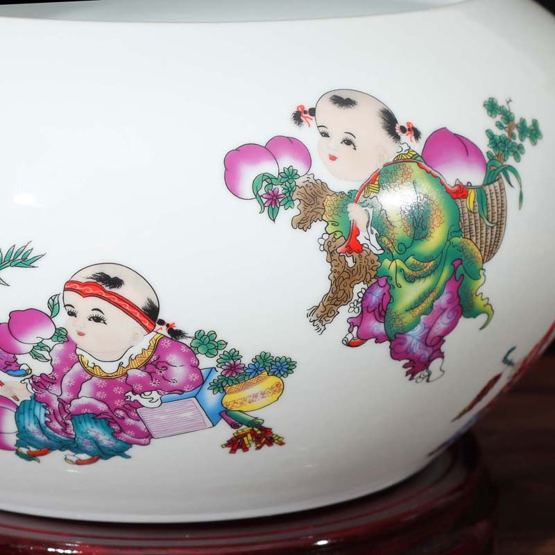 Jingdezhen lad tong qu writing brush washer drum Portland fashion beautiful porcelain ceramic porcelain tortoise goldfish bowl