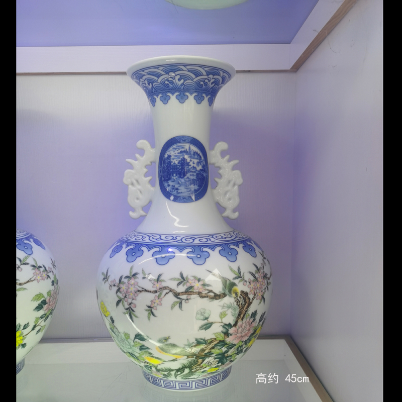 Jingdezhen ceramic vase flowers vase elegant decoration mesa ears fashion beautiful porcelain vase