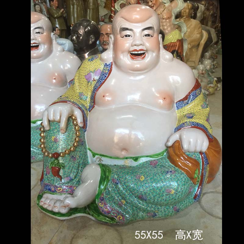 Jingdezhen around 45 cm high haha sitting Buddha in porch decoration porcelain Buddha laughing Buddha smiles in bloom