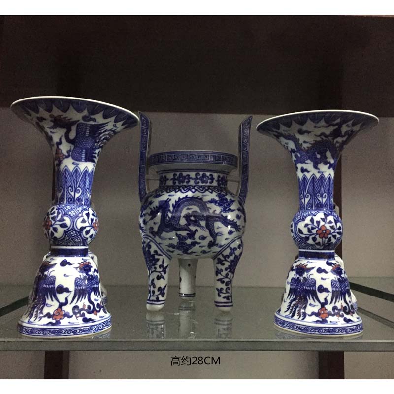 Jingdezhen 28 cm high five for temple buddhist temple consecrate five hand - made porcelain for gold glaze for five furnishing articles