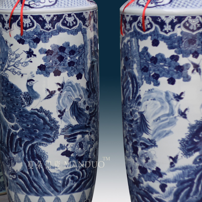 Jingdezhen blue and white phoenix hand - made admiralty big birds vase elegant style opening gifts style vase