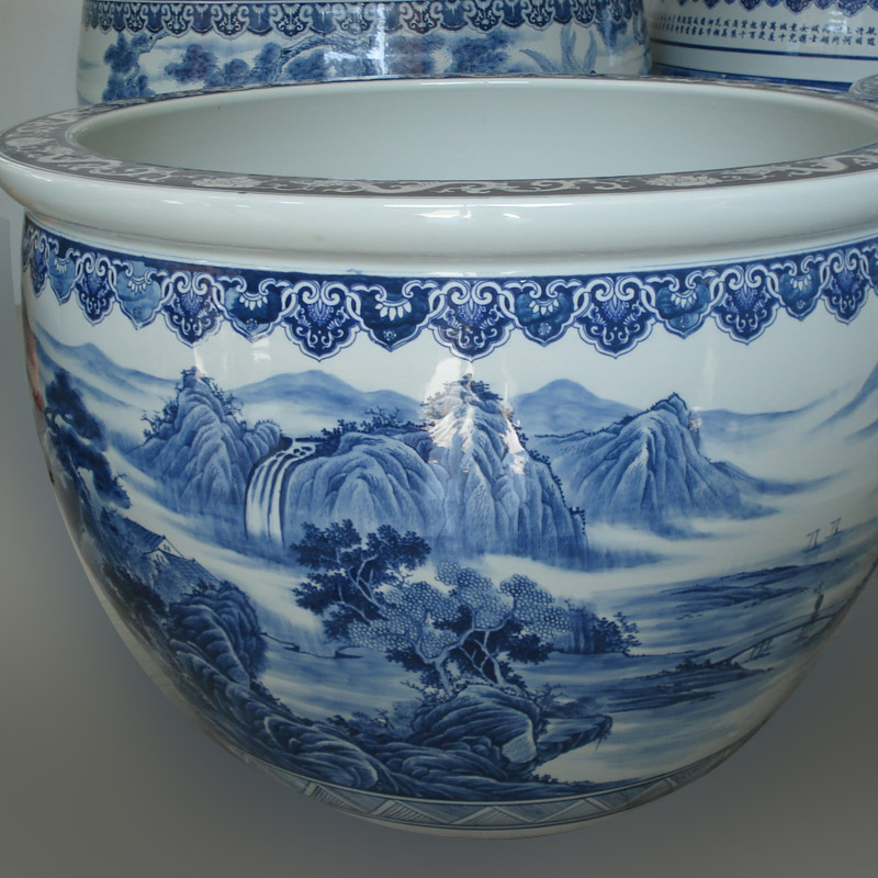 Jingdezhen porcelain and ceramic porcelain 1 meter diameter big crock large courtyard courtyard teahouse fish is big