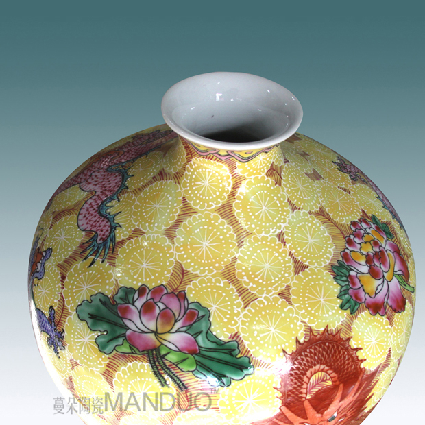 Jingdezhen hand - made enamel vase high - grade high - grade gift porcelain vase sitting room place pastel dragon bottle