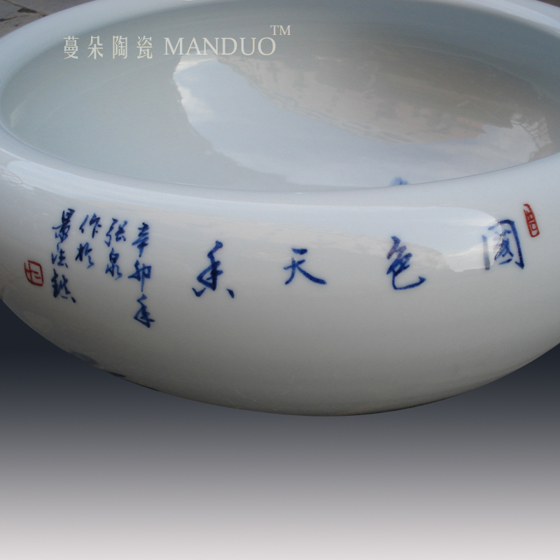 Blue sijunzi shallow fashion beautiful goldfish bowl of high - grade porcelain porcelain ceramic goldfish bowl