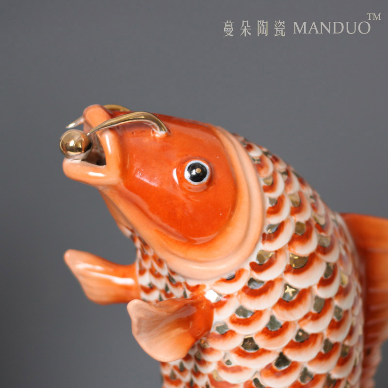 Red carp ceramic porcelain its auspicious Red carp furnishing articles ornaments in successive years more than fish moral act the role ofing is tasted