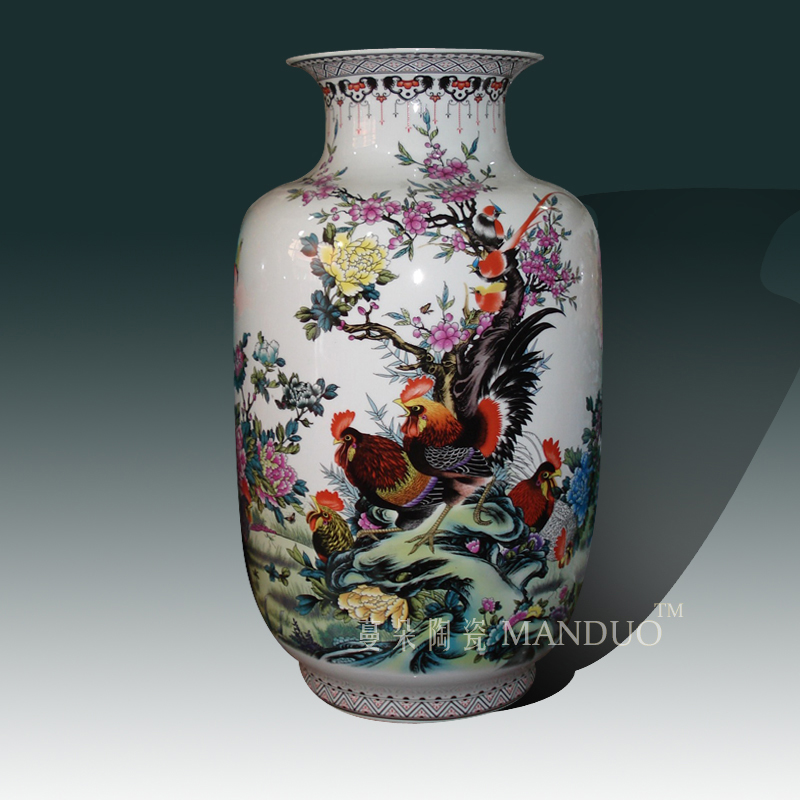 Jingdezhen golden pheasant by picture frame decorative porcelain vase life rooster mesa porcelain vase