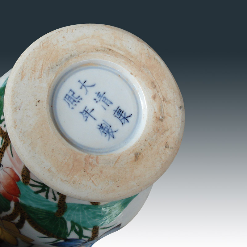 Kangxi colorful flower vase with Kangxi porcelain vase colorful display mesa classical ancient Kangxi vase