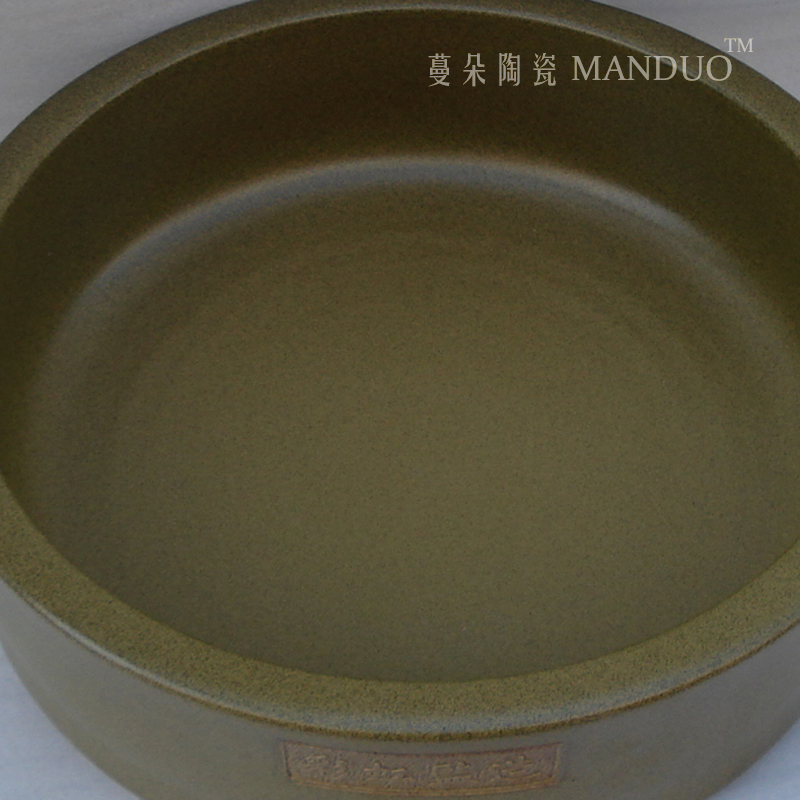 Straight at the end of the ceramic porcelain tea water shallow 40 cm diameter at the end of the classical tea porcelain basin