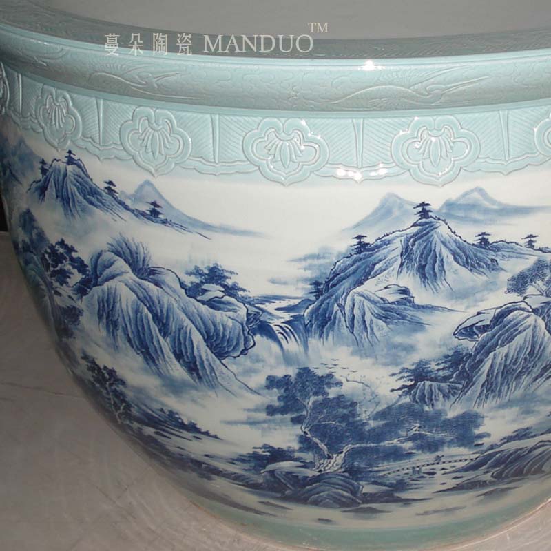 Jingdezhen hand - made scenery porcelain big cylinder 80-200 - cm diameter cylinder customized porcelain king day tank