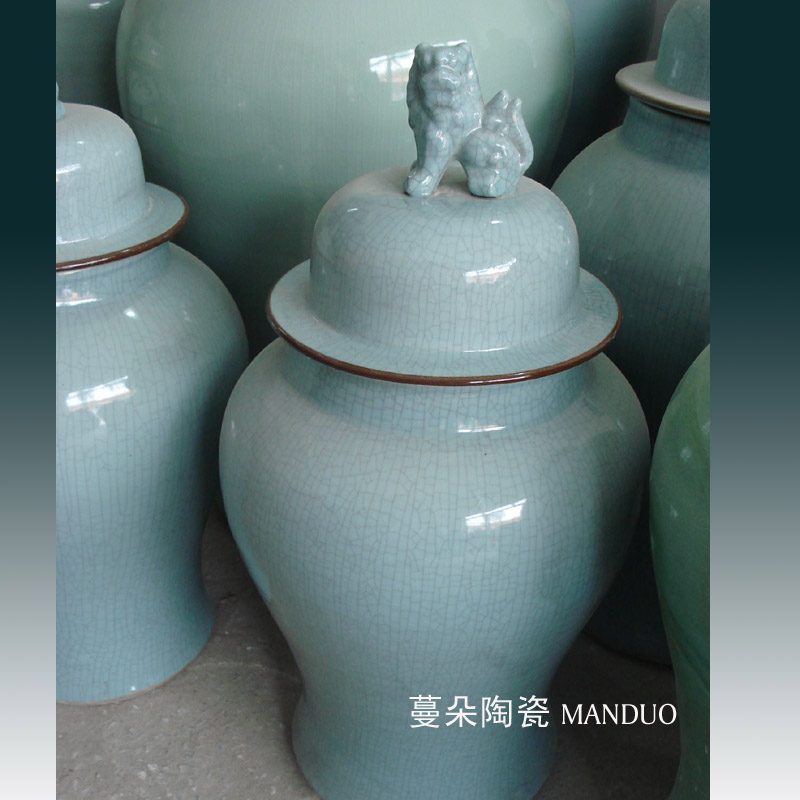 Antique porcelain jingdezhen crack commander - in - devoted to general colorless white crack large porcelain cover pot 90 high