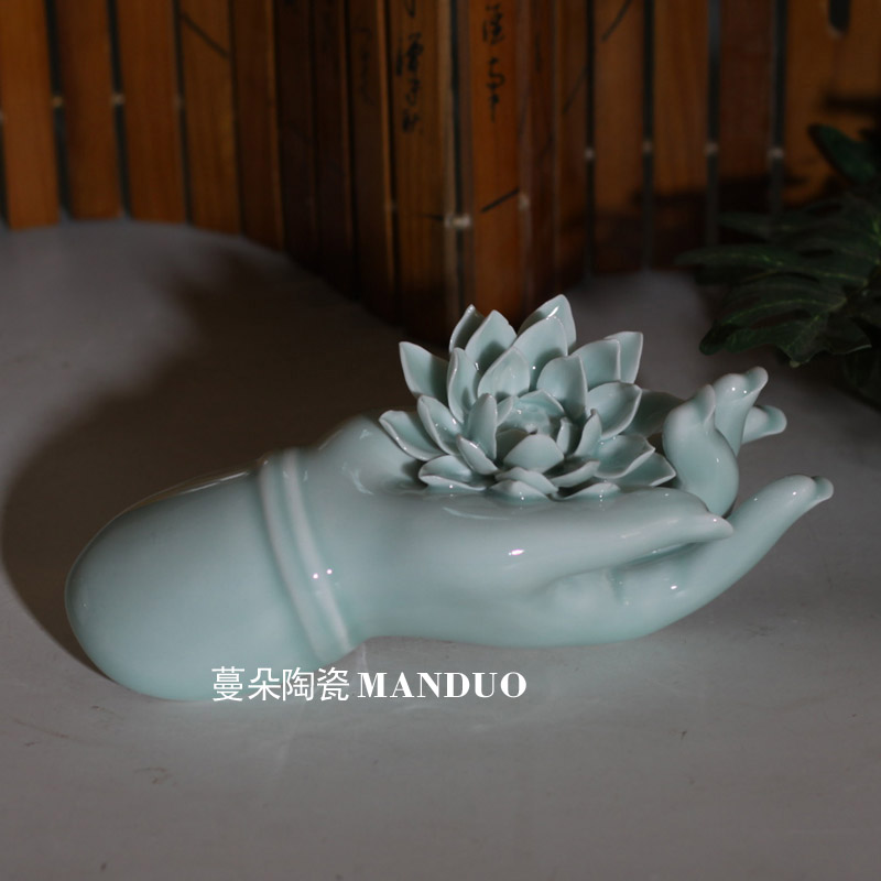 Jingdezhen lotus flower bergamot sandalwood in zen decorative porcelain incense inserted incense inserted move culture