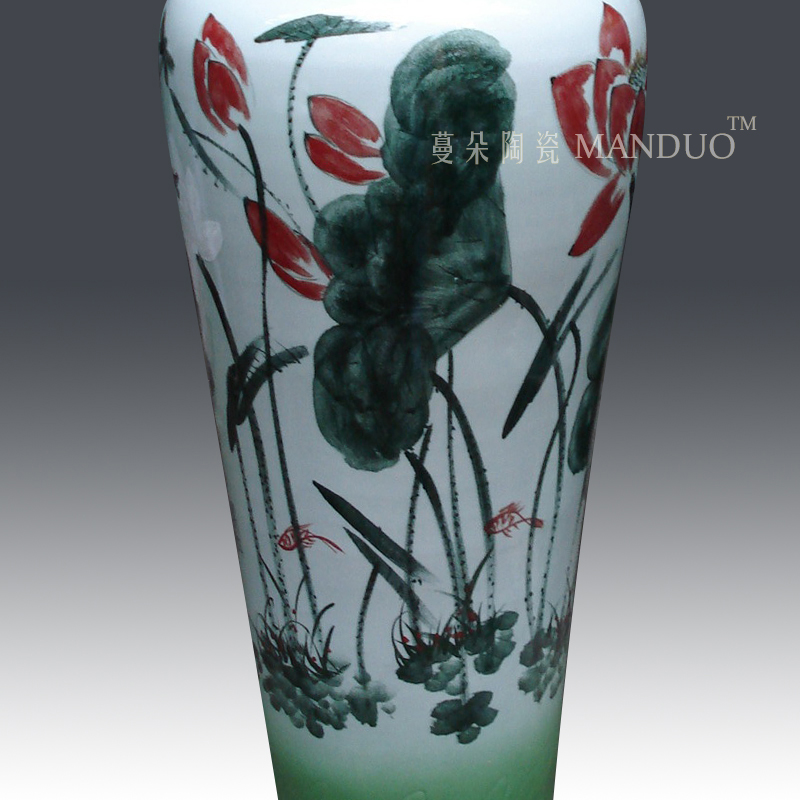 Jingdezhen hand - made lotus big vase is about 1 meter display large vase landing furnishing articles in the living room