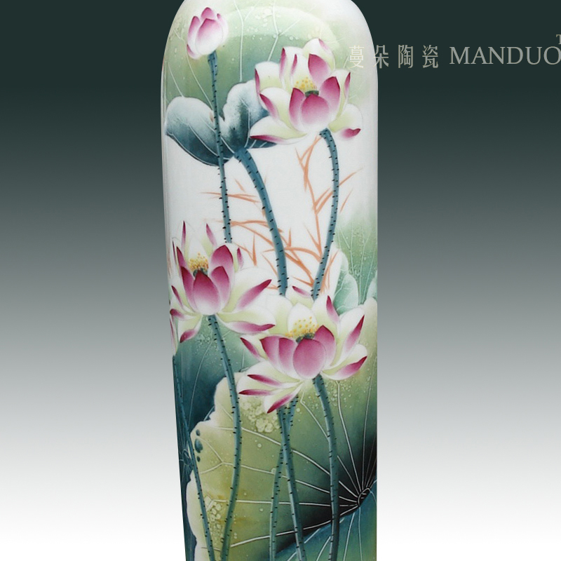 Jingdezhen hand - made decorative vase modern hand - made color lotus lotus art porcelain decorative vase vase